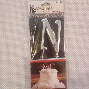 Initial "N" cake topper